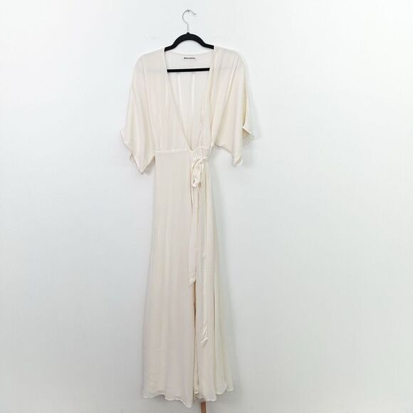 Reformation Women’s Cream Off White Winslow Elegant Wrap Maxi Dress - Picture 2 of 14